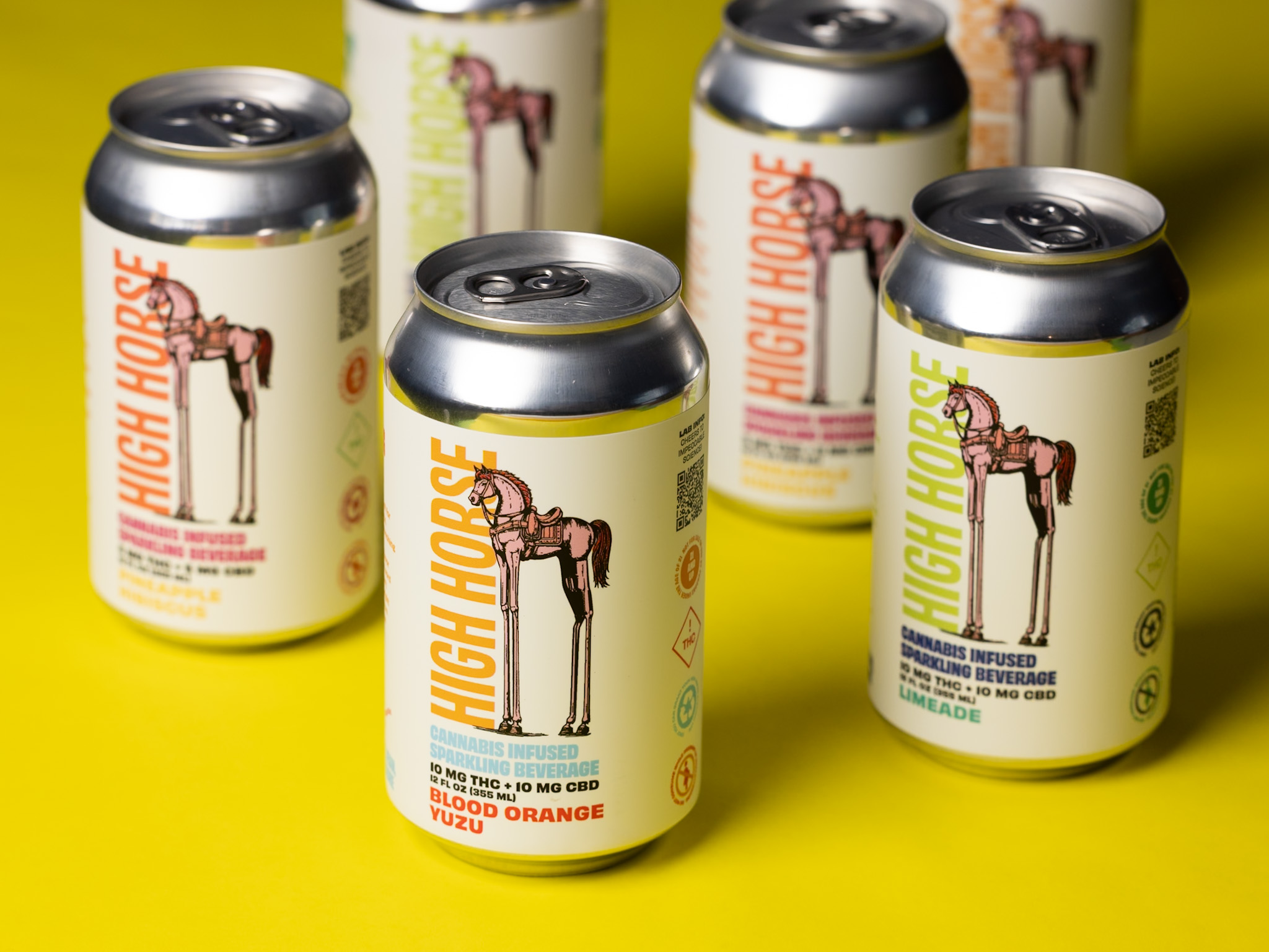 High Horse cannabis-infused sparkling beverage cans — packaging design in the wild